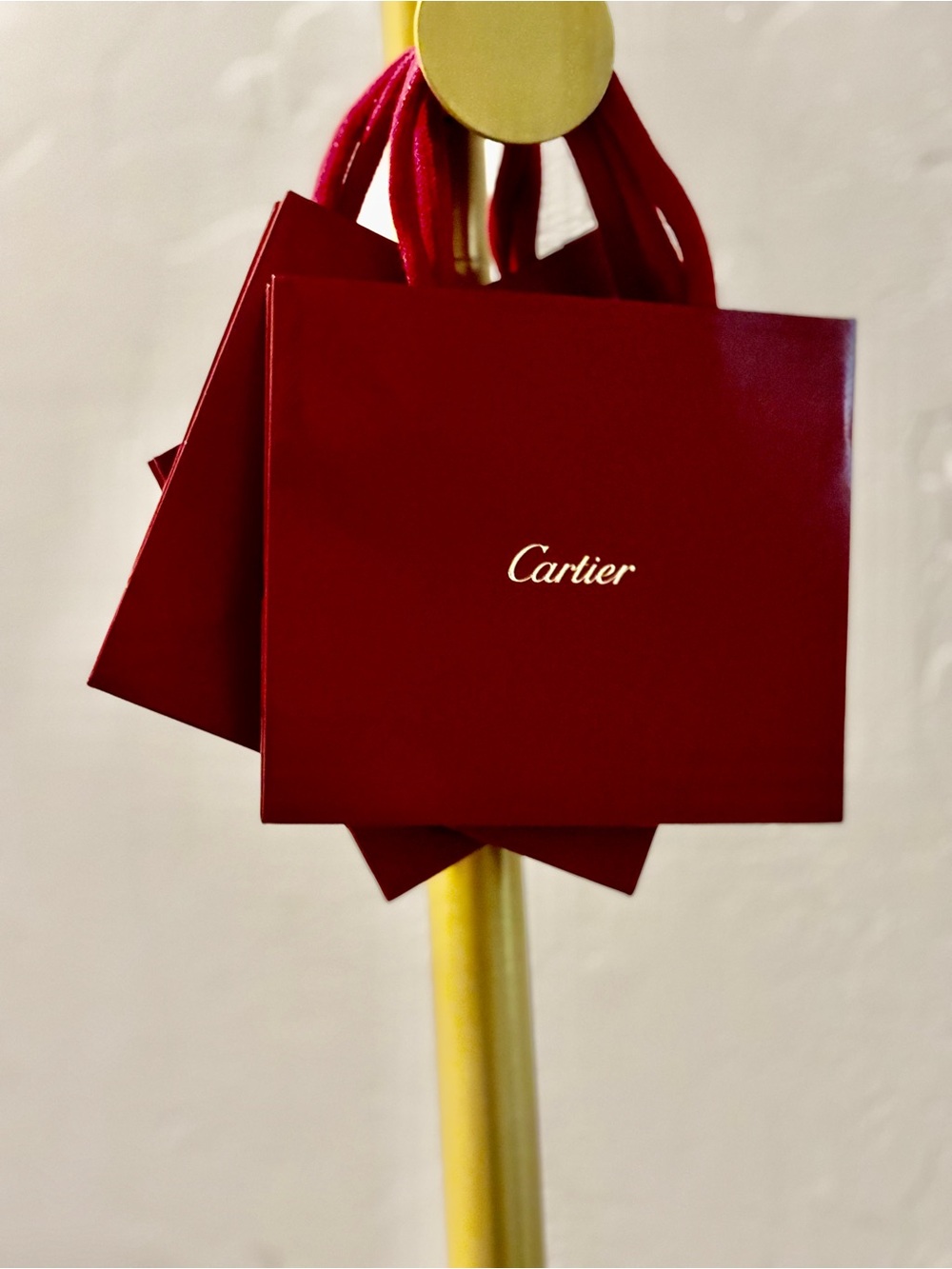 Cartier Red Shopping Bag with Gold Logo